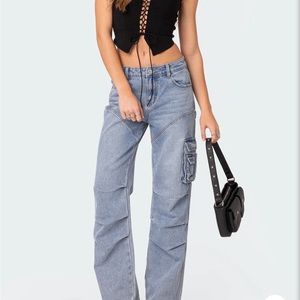 Blue denim cargo jeans NEW